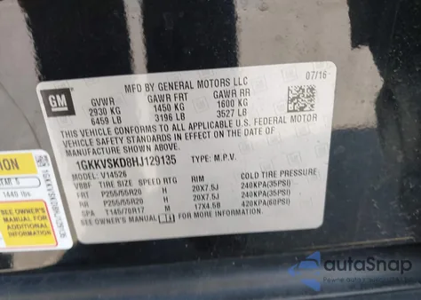 2017 GMC Acadia Limited from USA, damaged, VIN 1GKKVSKD8HJ129135